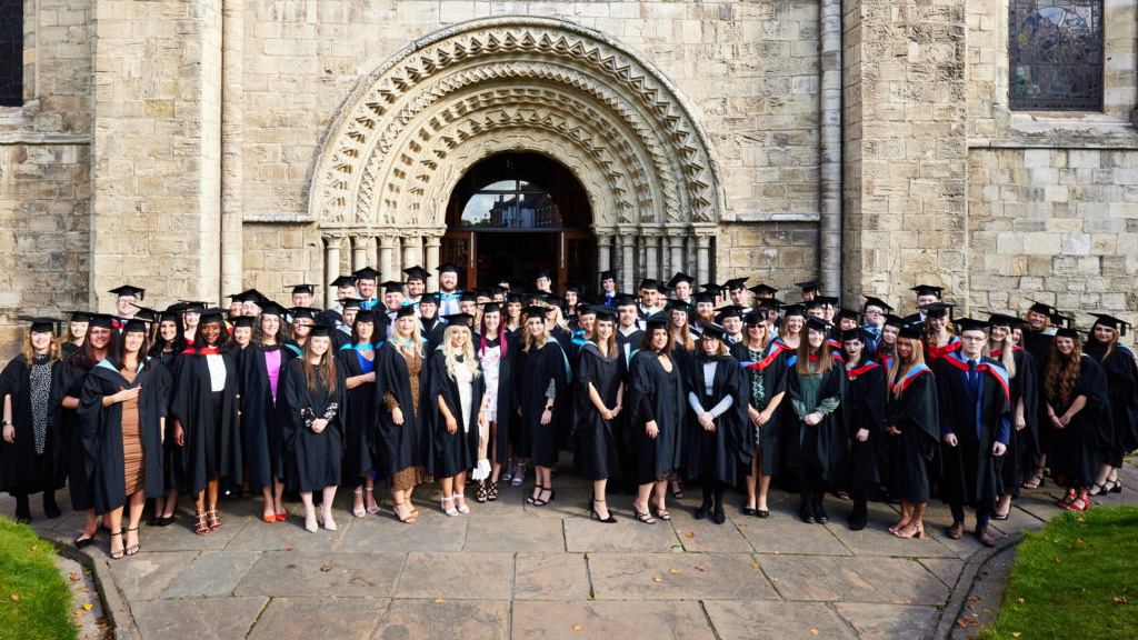 Graduates outside Selby Abbey 