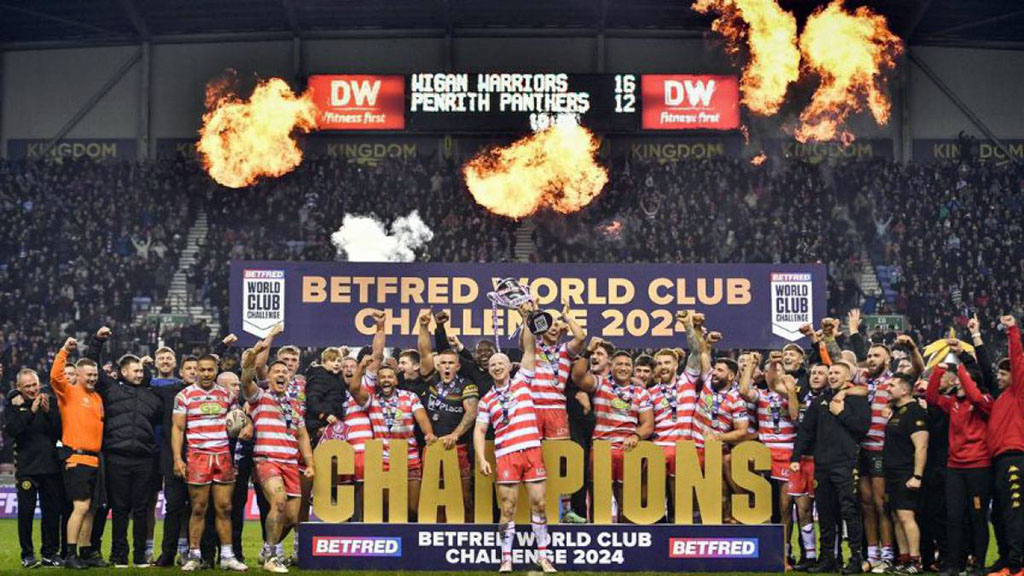 Wigan Warriors celebrating their World Club Challenge win 