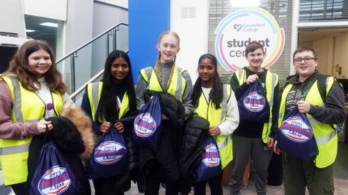 Students learning about construction careers