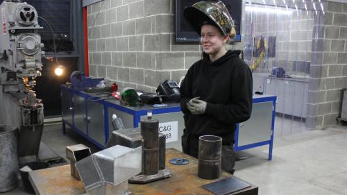 Engineering student smiling 