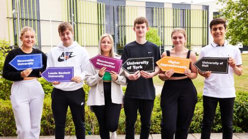 Students celebrating A Level results 