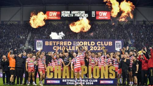 Wigan Warriors celebrating their World Club Challenge win 